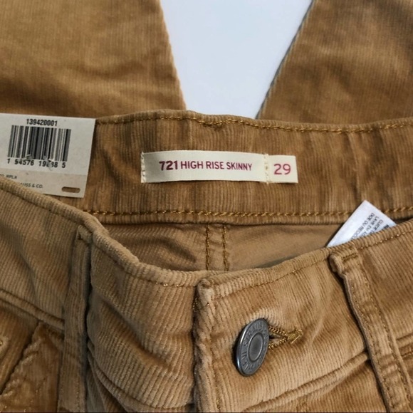LEVI’S NWT 721 Coffee Corduroy Pants Size 29 - Picture 7 of 9